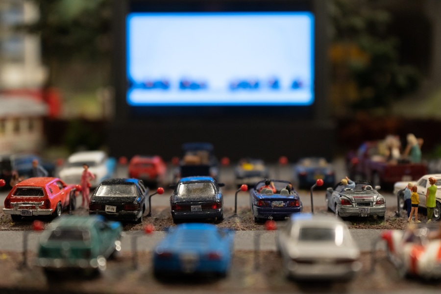 Vintage miniature drive-in scene